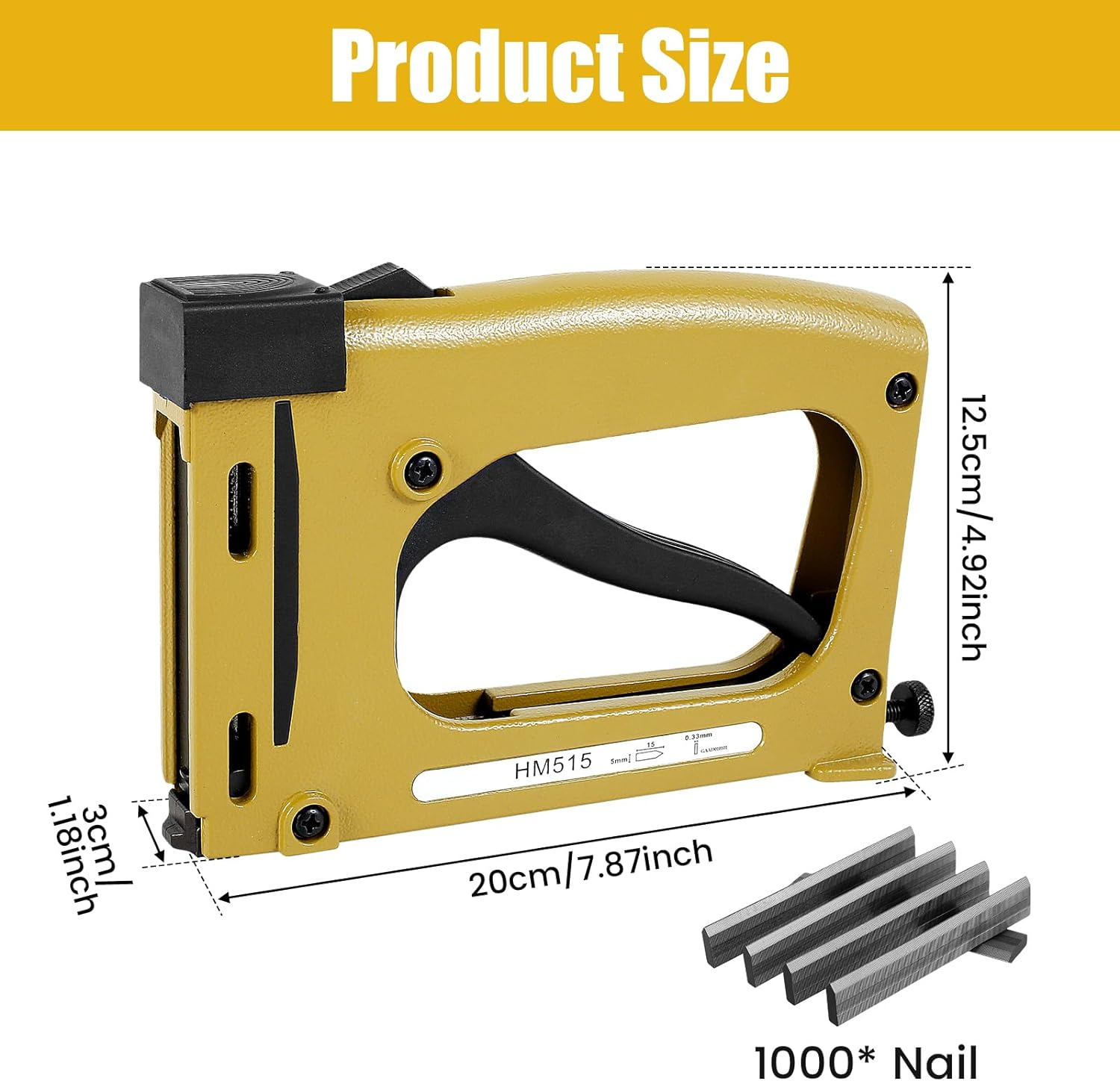 Point Drivers for Picture Framing with 1000 Nails Picture Frame Stapler Adjustable Lightweight Point Nail Tacker for Artist Framing Paintings and Pictures (Yellow) image number 4