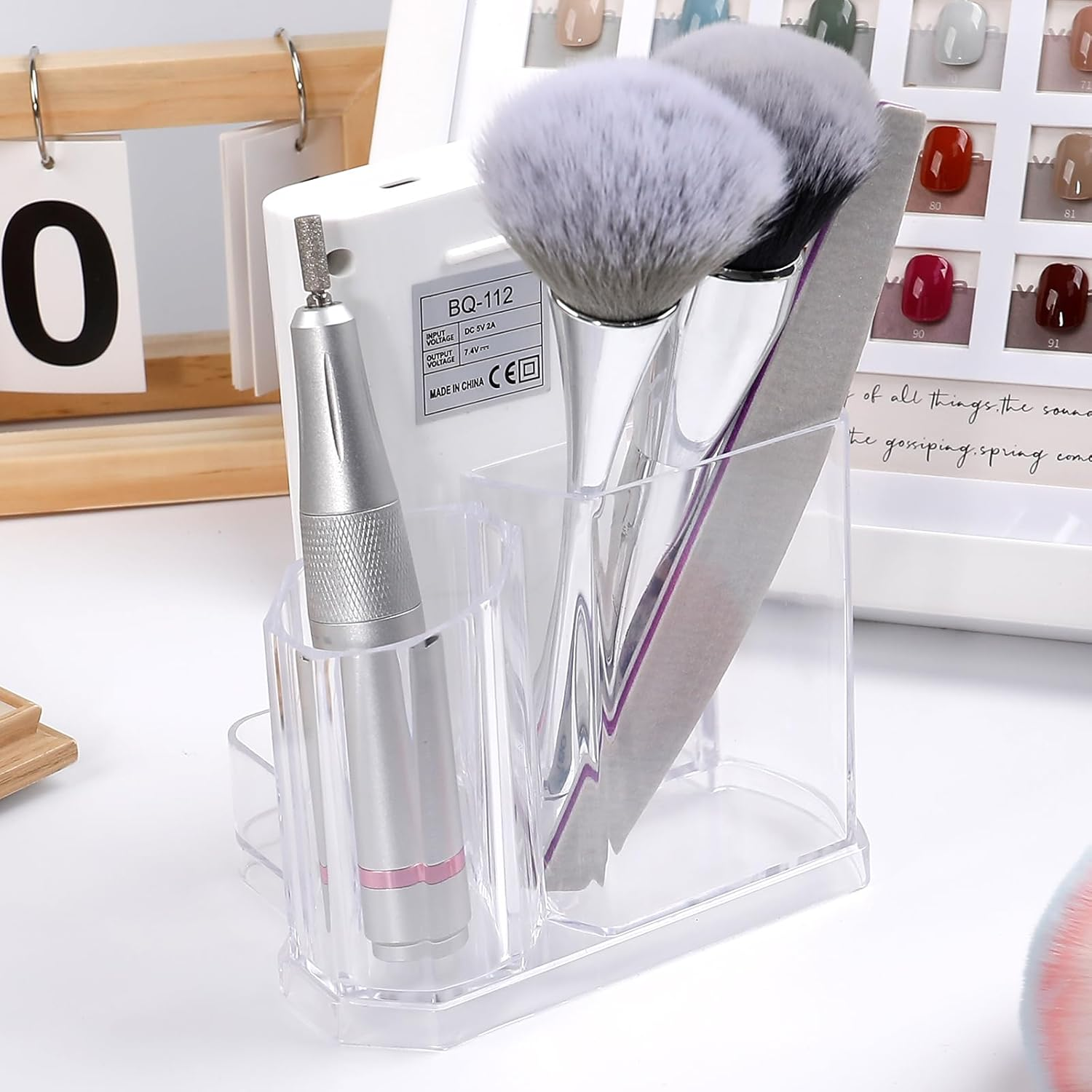 BQAN Nail Drill Holder Box Professional Organizers and Storage for Nail Tech, Nail Drill Stand Display Storage Nail Desk Organizer for Nail Lovers image number 5