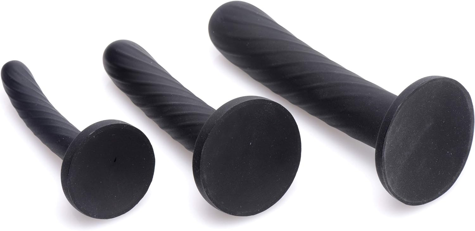 Strap U Trinity Strap-On Silicone 3 Piece Dildo Set, Black