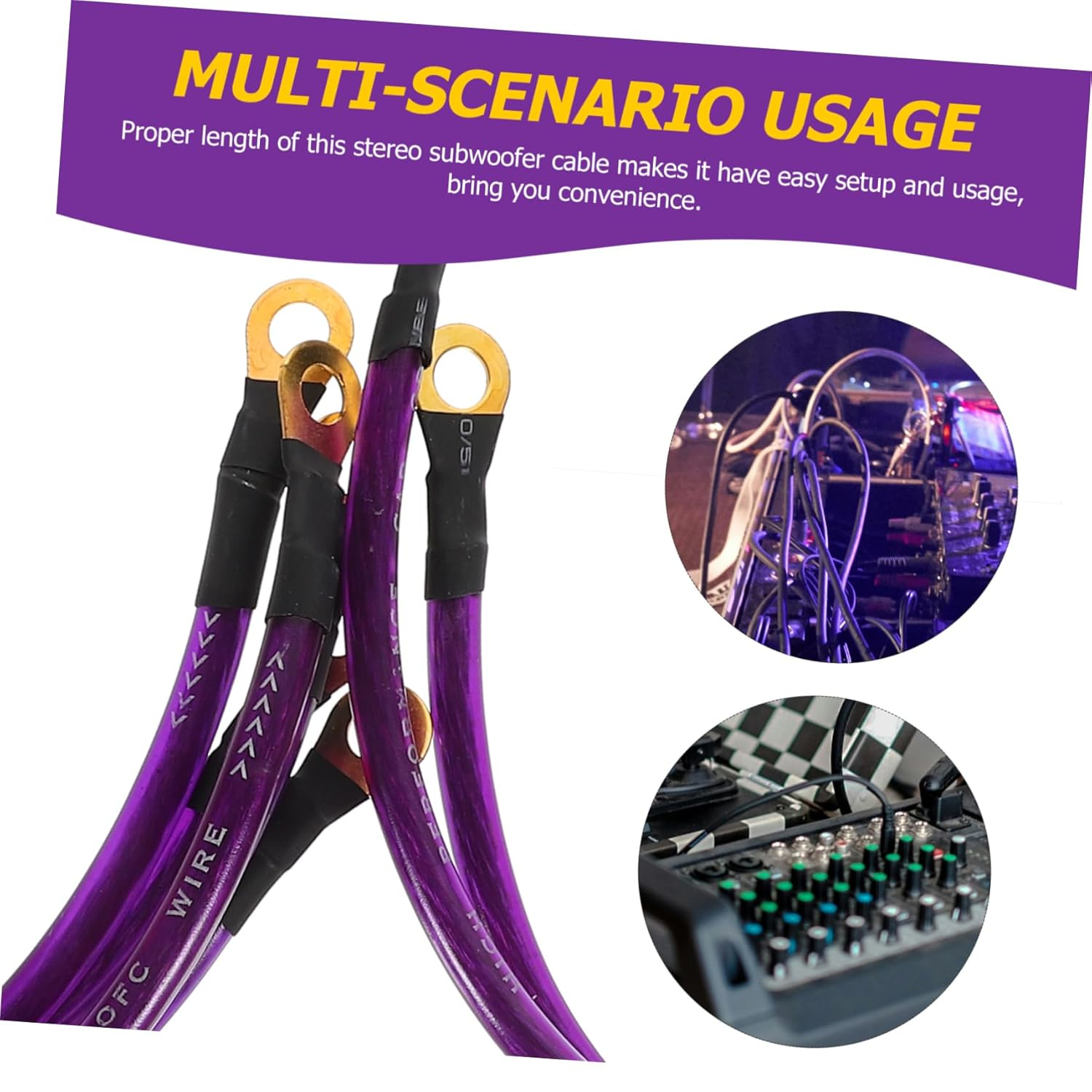 Iplusmile 5Pcs Subwoofer Cables Durable Audio Cables for Stable Signal Transmission Car Speakers and Home Audio Systems Quality - Purple image number 6