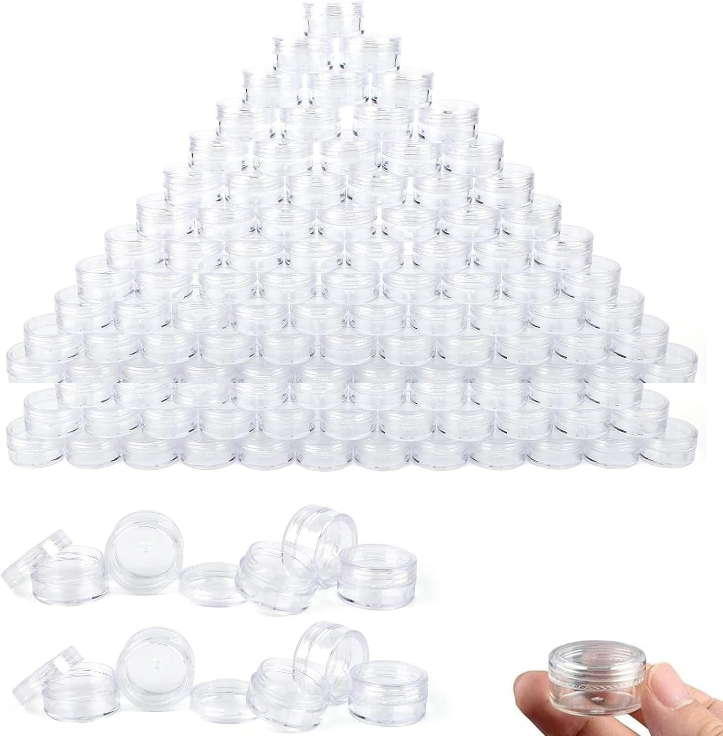 100Pcs Makeup Sample Jars Cream Jars, 5Ml Sample Containers Travel Cosmetic Container, Clear Lip Balm Containers Cosmetic Jars with Lids for Makeup Beauty Products Face Creams DIY Making (5ML) image number 5