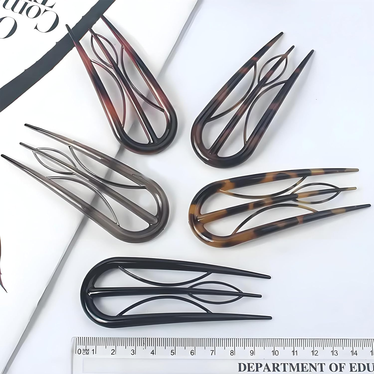 MYTOAU 10Pcs French Hair Pin, Hair Pins for Women,Retro Fork Internal Teeth French Hair Clips U Shaped French Twist Hair Pin, Tortoise Shell French Hair Pins for Women Vintage Hairstyle Accessories image number 2