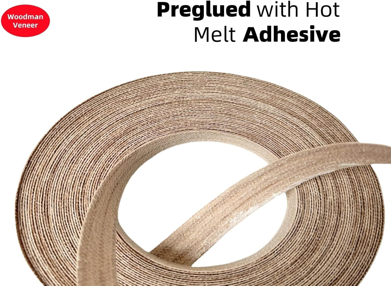 Preglued American Red Oak Wood Veneer Edging, Plywood Edge Banding, Flexible Wood Tape, Iron on Easy Application Veneer Edging with Hot Melt Adhesive Back (2.2Cmx15M) image number 1