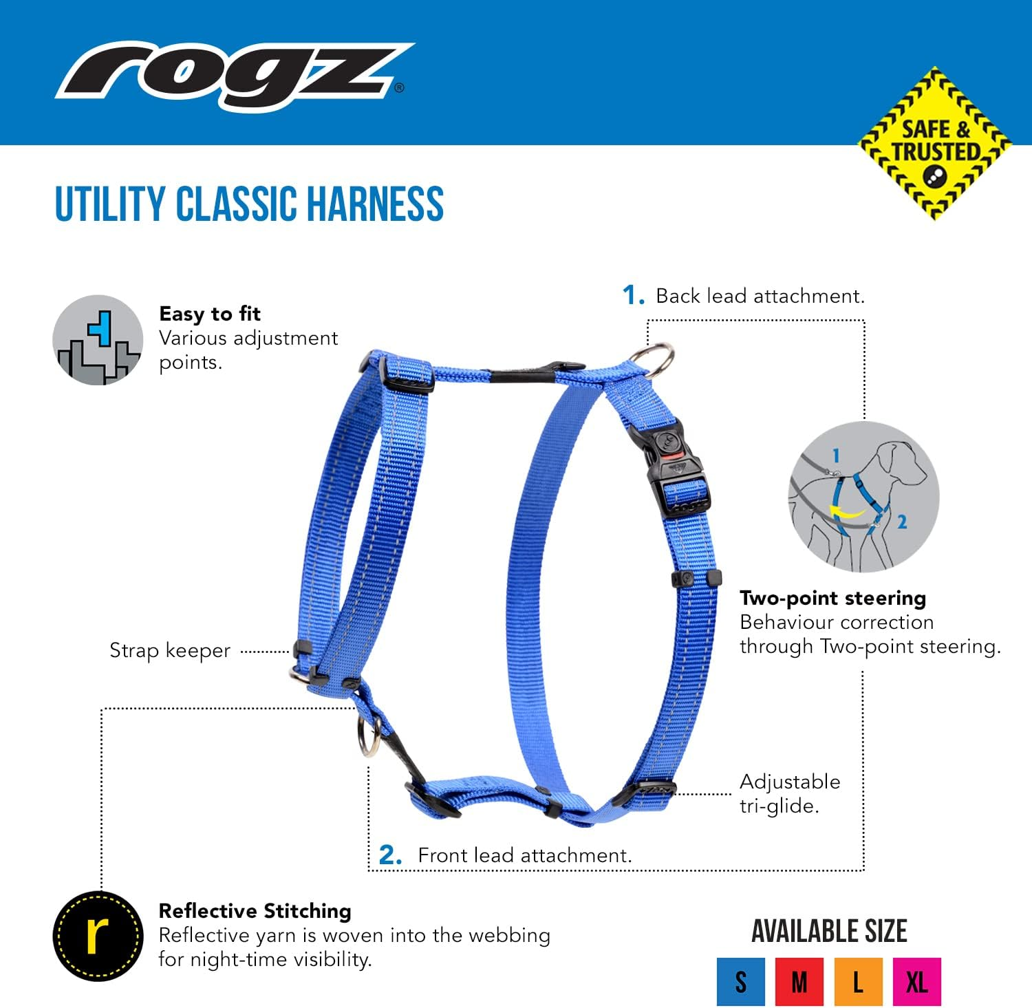 Rogz Utility Dog H-Harness, Dayglow - Green image number 4