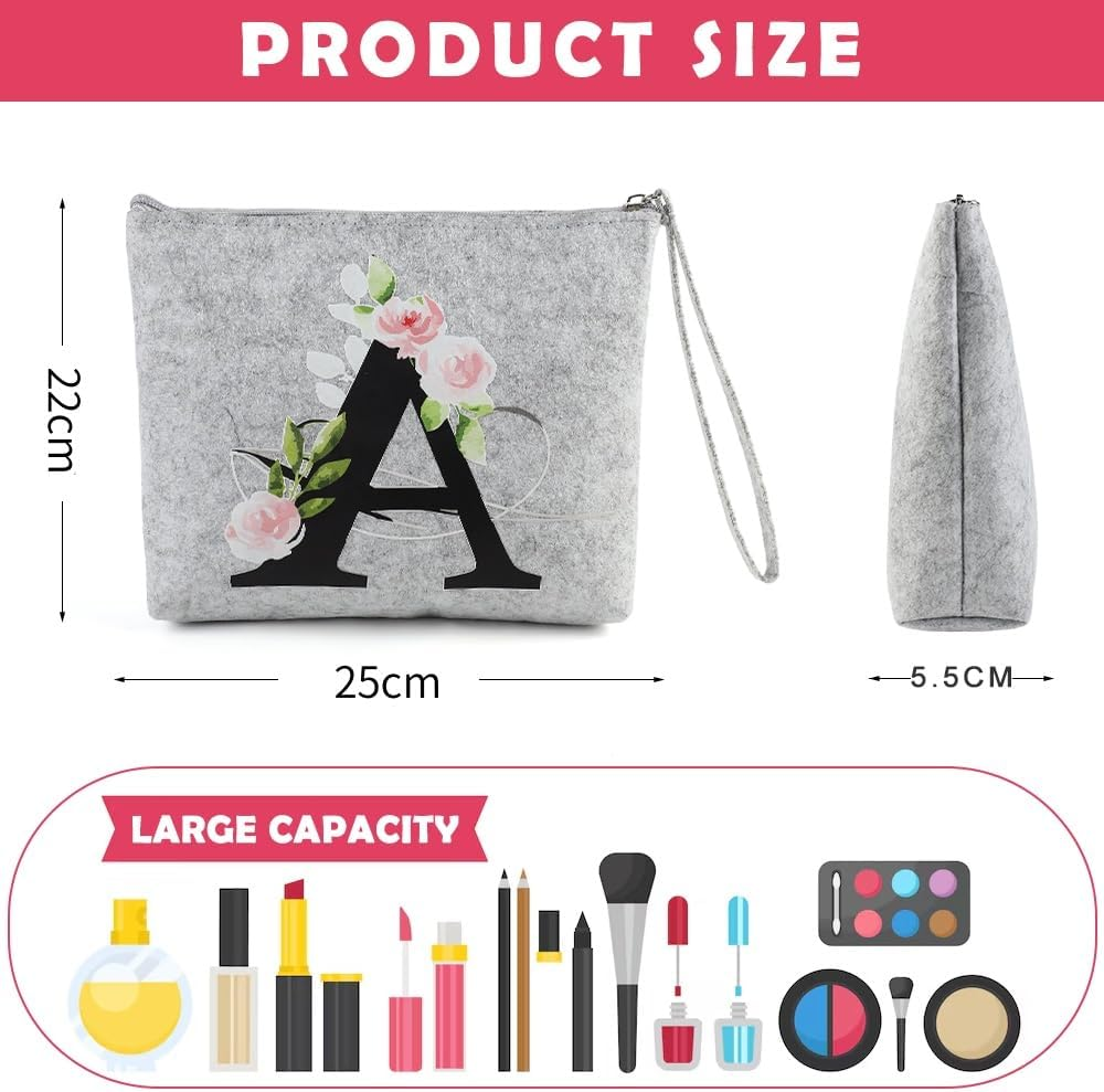 Blisswave Cosmetic Bag with Name, Feel Personalised Cosmetic Bag from a to Z, High-Quality Metal Zip, Exquisite Print Design, Lined, Personalised Gifts Women Girls - K image number 4