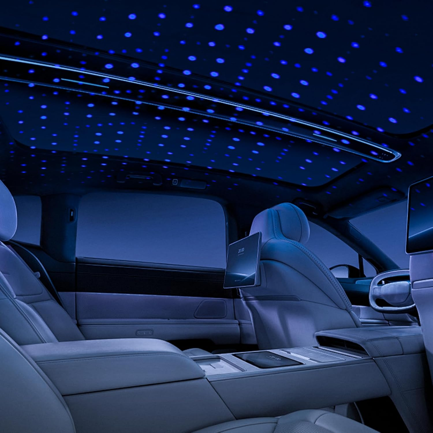 Car Led Interior Lights for Roof, Romantic Star Light Mini USB Projection Lamp Star Night Light Atmosphere Decoration for Cars Bedroom Party, Purple image number 3