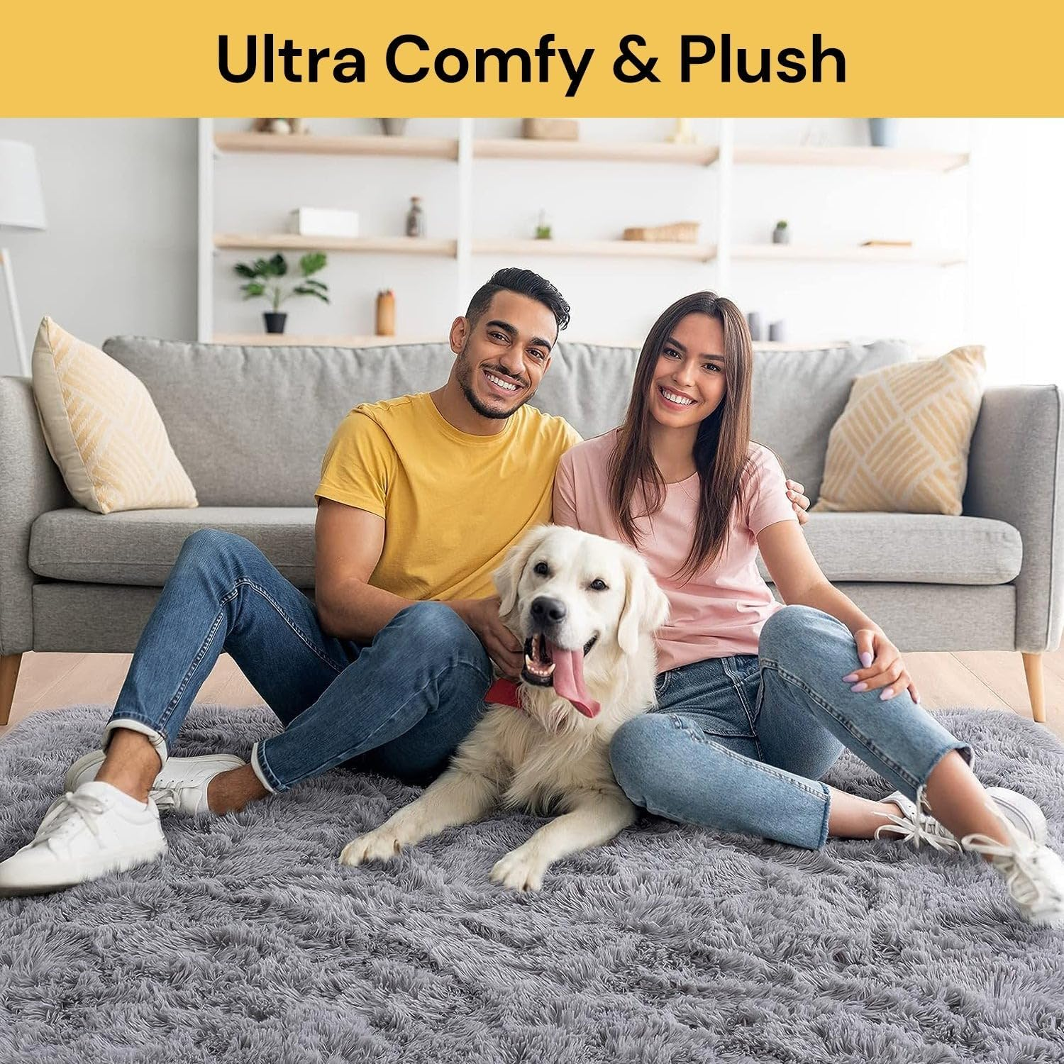 Spendeal Fluffy Area Rug for Home, Soft Shaggy Carpet for Living Room, Bedroom, Lounge, Kids Room, Non-Slip Washable Plush Mat, Nursery Play Rug, Stylish Modern Floor Decor (Grey, 120 X 160 Cm) image number 6