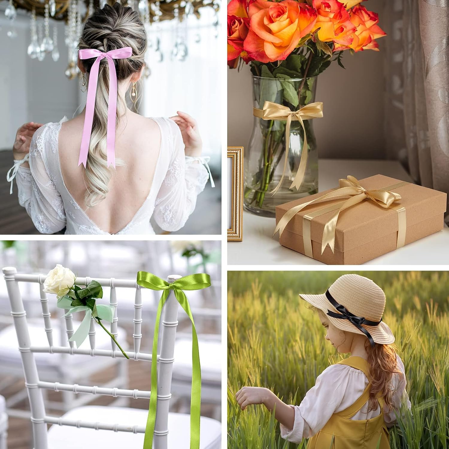 LIWEGHT Rainbow Satin Ribbon 12 Colors 1Cm X 4.58M, Total 55M, Double Face Satin Ribbons for Crafts, Gift Wrapping, Wedding Gifts, Hair Bows, Birthday Party Decorations image number 3