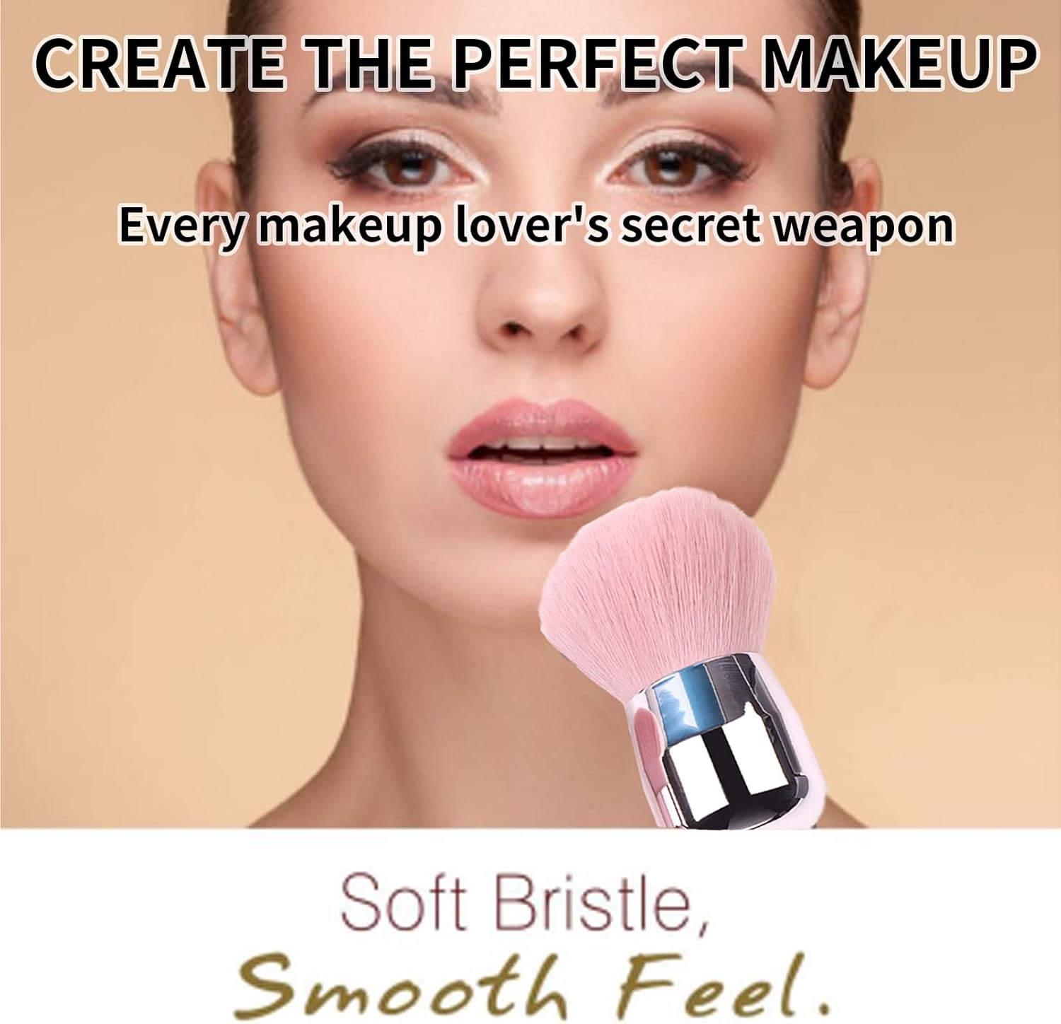 YAFIYGI Loose Powder Brush Large Pink Powder Foundation Brush Flat Arched Perfect for Blending Liquid,Concealer, Powder,Buffing and Flawless Cream image number 5