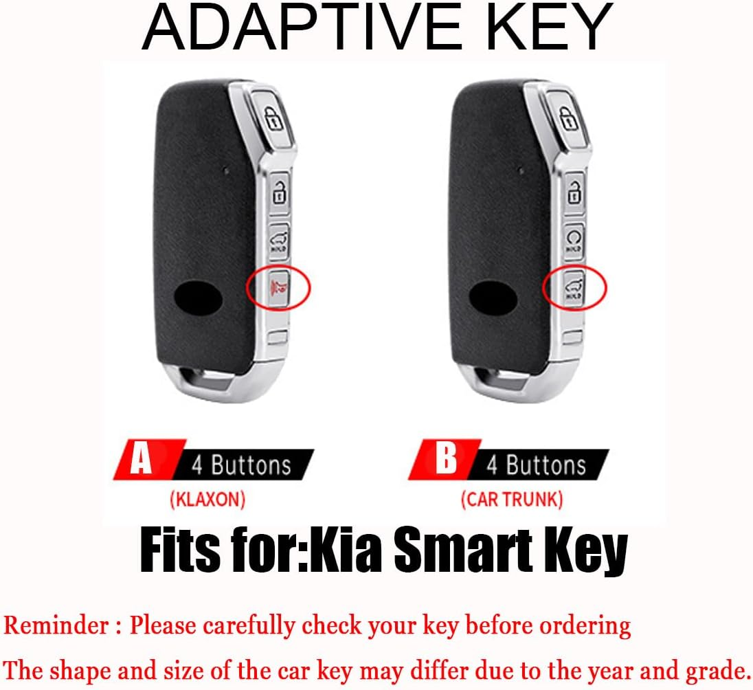HIBEYO for KIA Telluride Key Case Holder 4 Button Alloy Key Fob Cover for KIA Telluride Seltos Soul Forte GT EX Sportage Sorento Cerato NIRO Push Key Smart Key Cover Accessories -B Type Black - A Type Silver image number 5