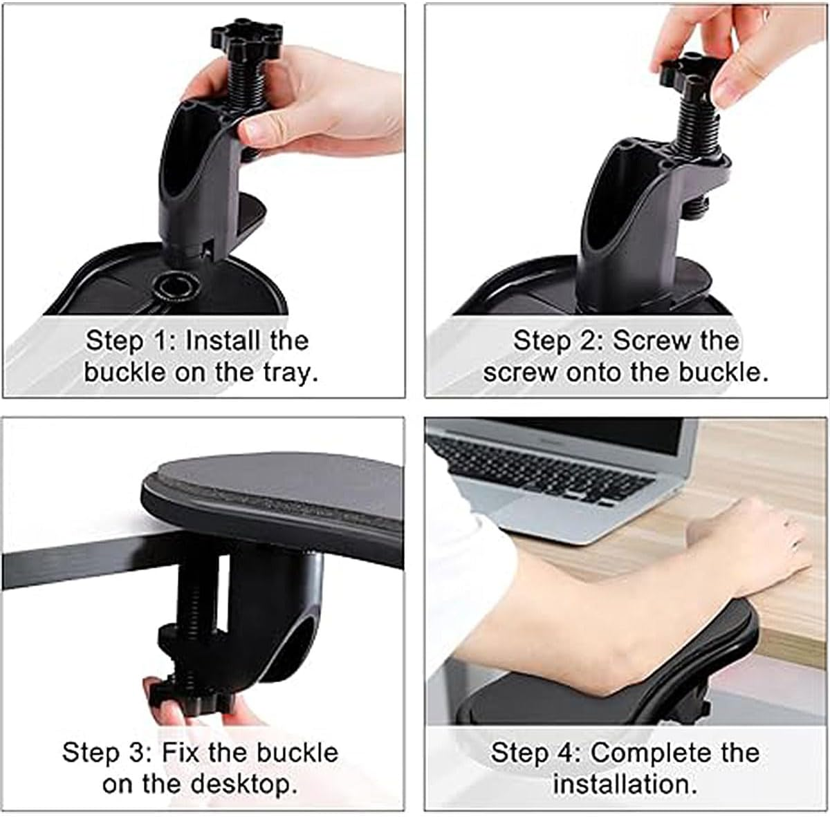 AIMALL 1PC Adjustable Arm Support Bracket Desk-Mounted Armrest with Sturdy ABS Plastic Relieves Arm Fatigue Fits Tables with Thickness of 1.57 Inches Ergonomic Design 13X13X29Cm