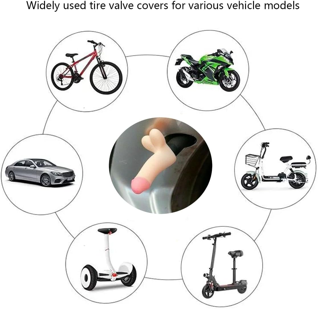 4 Pcs Prank Tire Valve Stem Cap Airtight Dust Proof Cover Universal for Car SUV Bike Trucks and Motorcycles Car Wheel Tire Exterior Accessories Set Y1 - Y4 image number 5