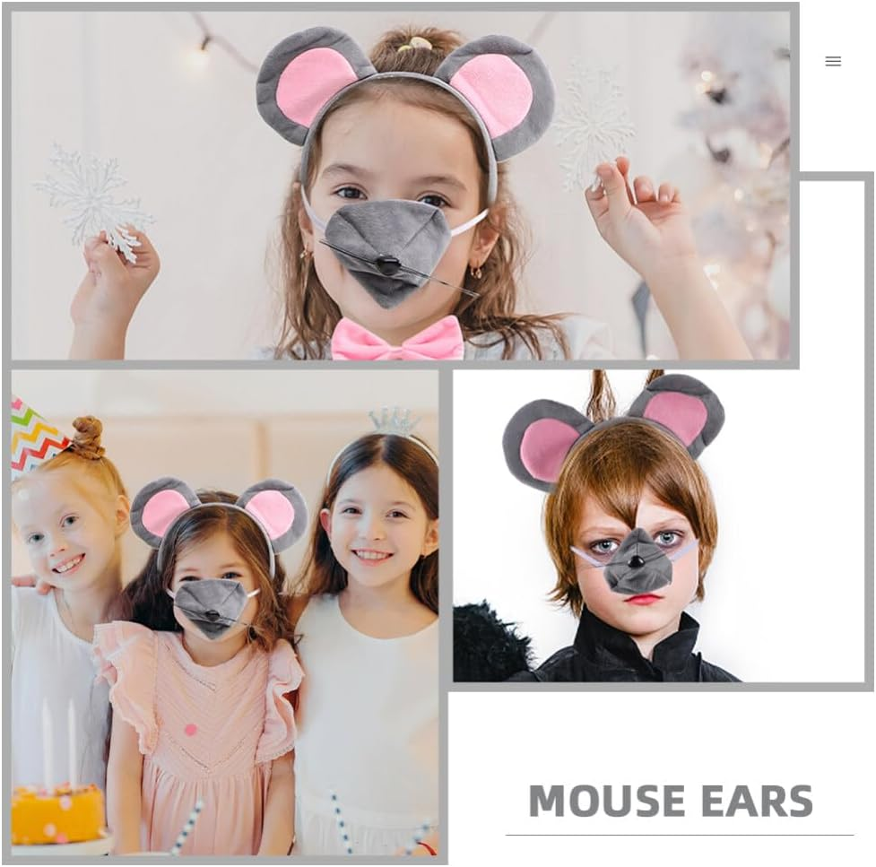 Alipis Mouse Ear Headband, Mice Headband Animal Hairband Cartoon Rat Hair Hoop Costume Accessories Cosplay Headwear for Adults Kids Toddlers Festivals Party Holiday image number 3