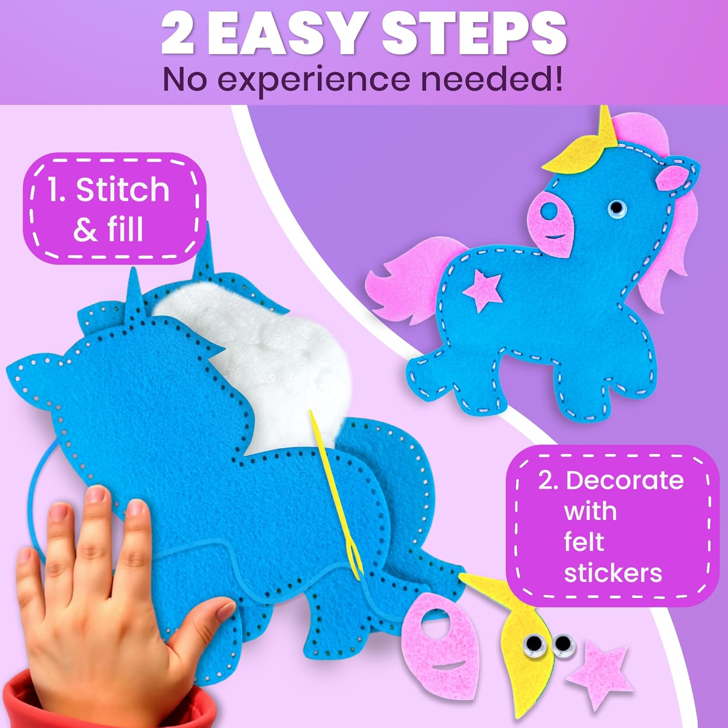 QUOKKA Kids Crafts Ages 4-8, DIY Beginner Needle and Thread Kit - 12 Fairy Tale Sewing Kit Basic - Fun Arts Crafts for Kids Ages 6-8 Girls Boys - Plastic Needles, Scissors - 6+ Year Old Girl Gifts - Bugs image number 2