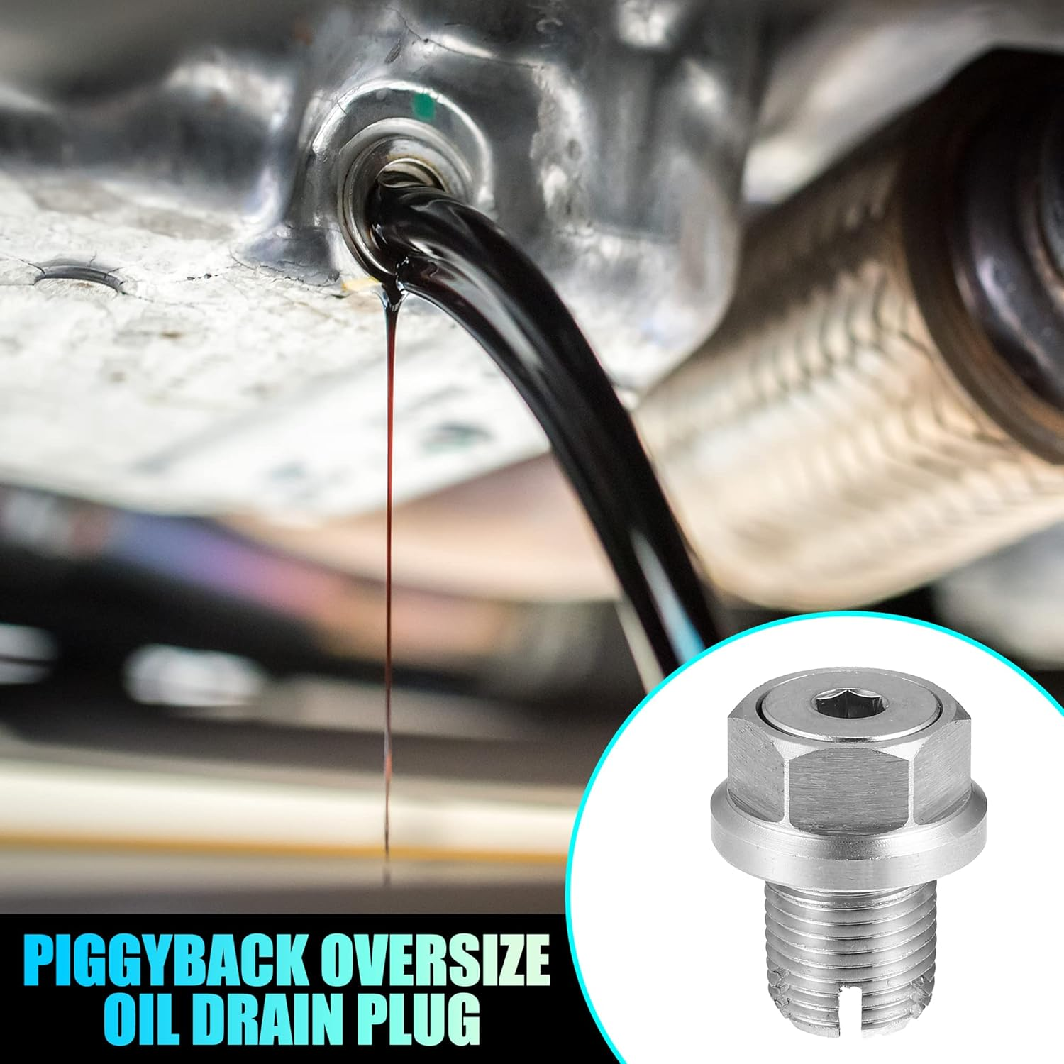 X AUTOHAUX 1 Set M14.1-1.25 X 15Mm Oversize Piggyback Oil Drain Plug Stainless Steel Self Tapping Oil Pan Thread Repair Kit for Car Motorcycle Silver Tone image number 1