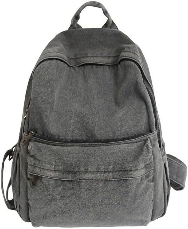 TYHOTULY Lightweight Travel Denim Backpack Vintage Daypack Y2K Backpack Multipurpose Adjustable Shoulder Bags for Women Men