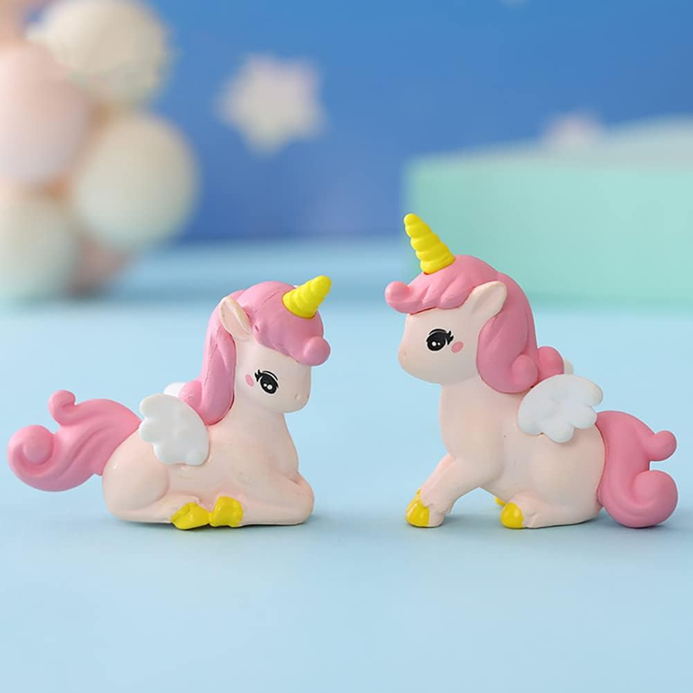 8 Pcs Flying Horse Unicorn Animal Model Figures Toy Cake Toppers, Miniature Unicorn Figurines Fairy Garden Moss Landscape DIY Terrarium Crafts Ornament, Cake Decoration Christmas Birthday Gift image number 1