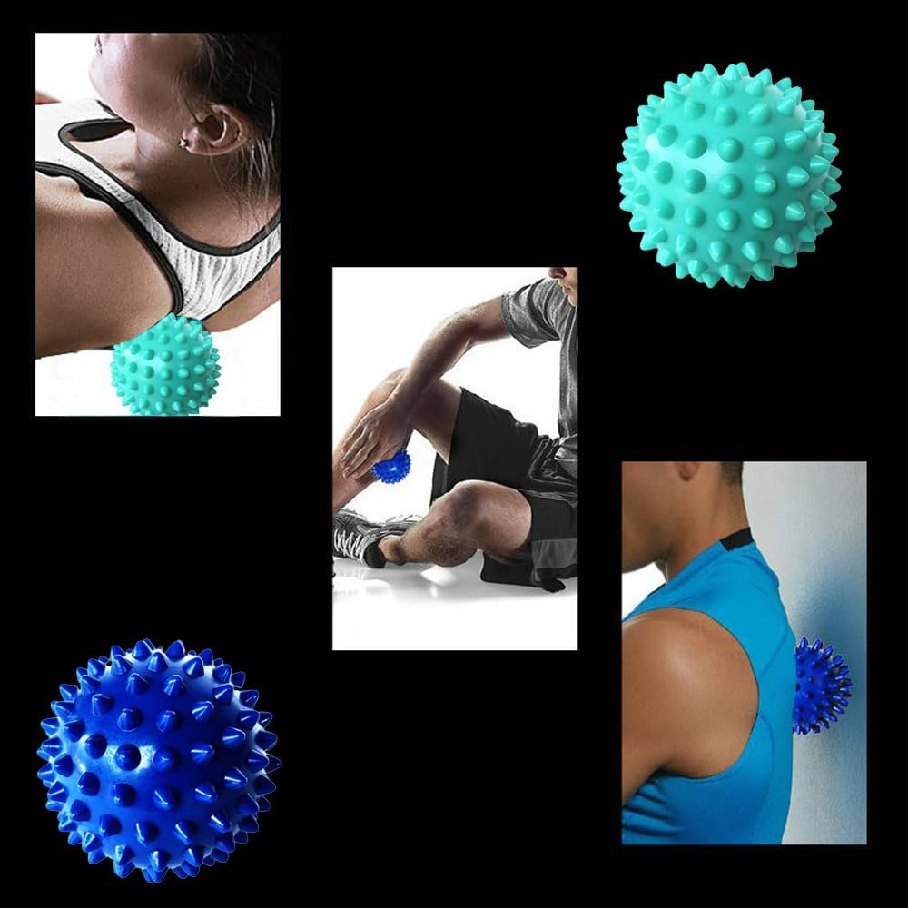 Spiky Massage Ball for Feet &ndash; Plantar Fasciitis Relief, Full Body Trigger Point Therapy, Muscle Recovery, and Pain Relief &ndash; Pack of 2 (Blue & Mint Green) image number 3