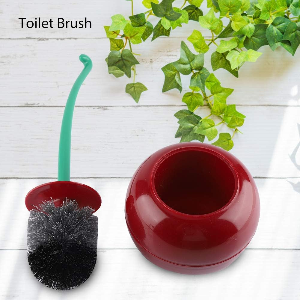 Cherry Shape Toilet Brush and Holder Set, Sturdy Bristles, Portable Canister, Durable, Cherry Design Curve Handle (Dark Red) image number 5