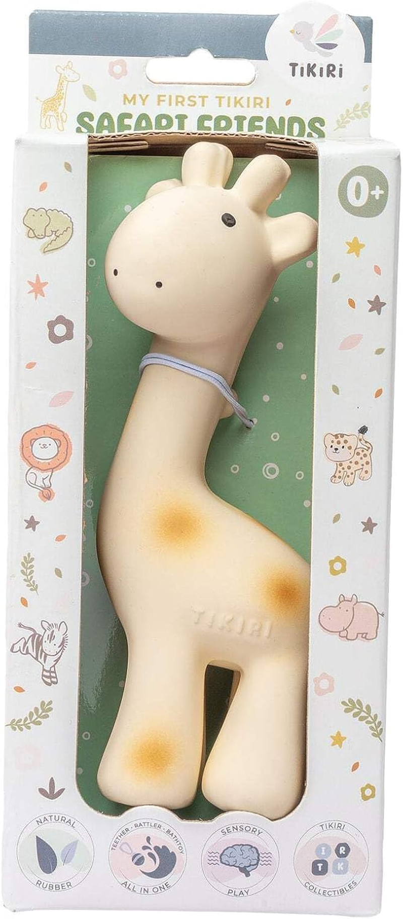 Tikiri Fully Enclosed Giraffe All Rubber Rattle Teething & Bath Toy image number 3