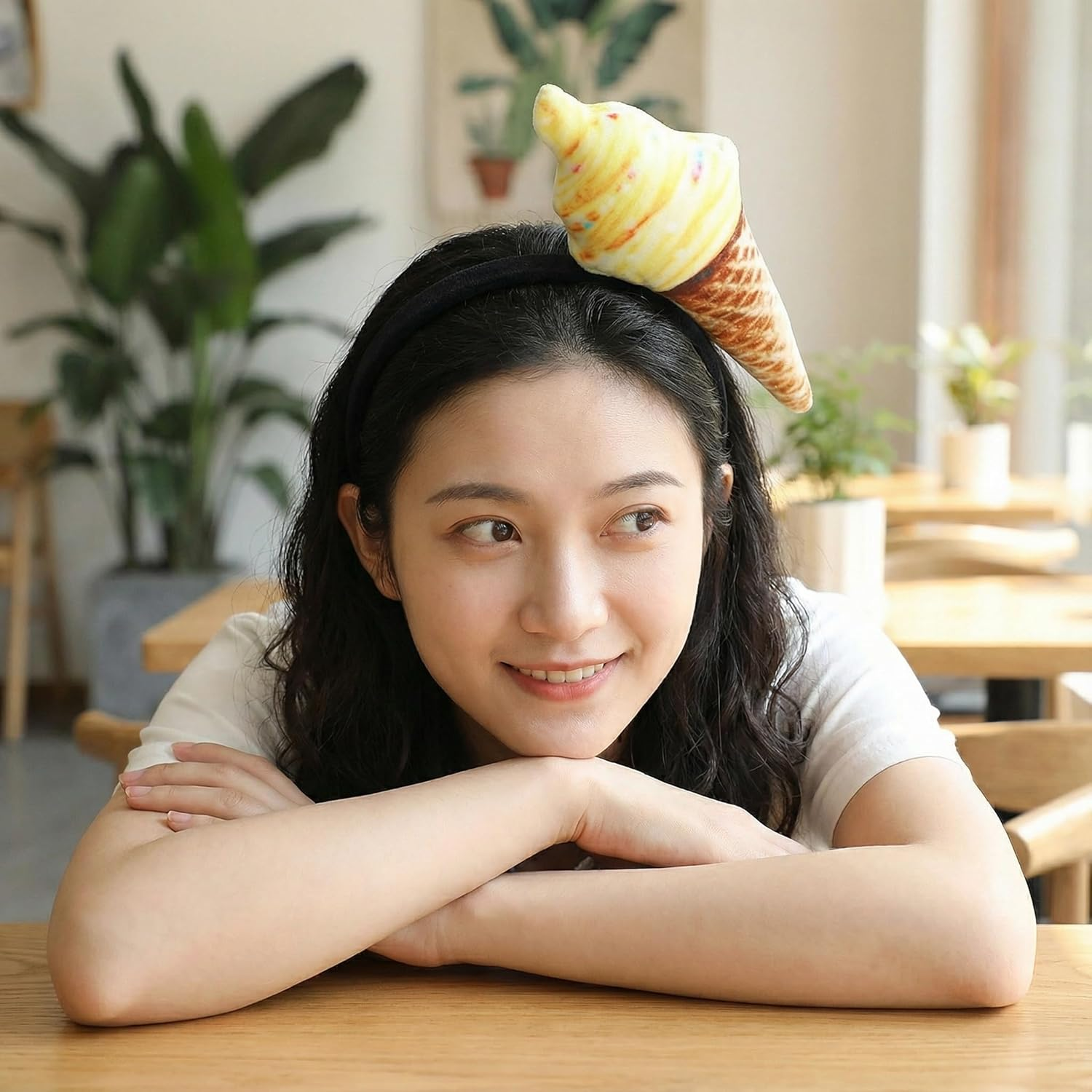 Beavorty Makeup Headband, Ice Cream Headband, Ice Cream Cone Shape Headwear, Unisex for Adults, Mini Food Hat on Headband, Costume, Party Accessories image number 6