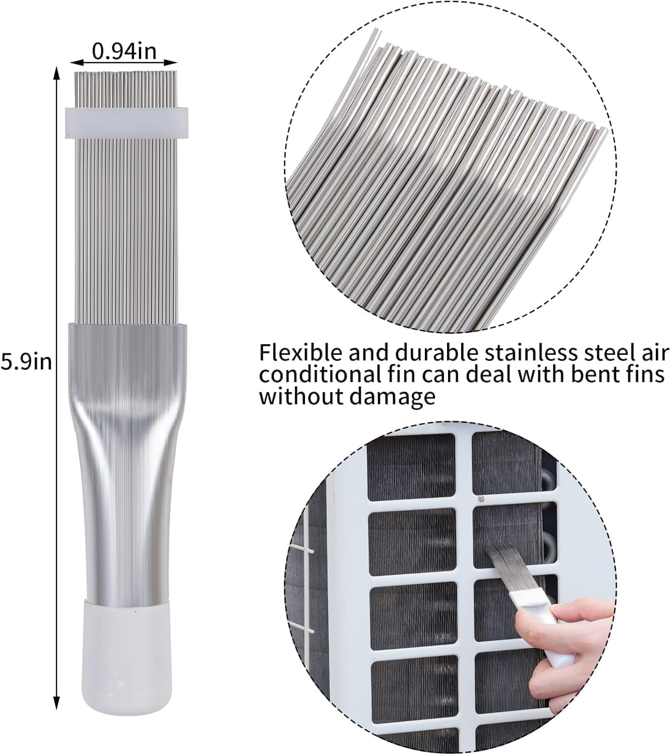 Air Conditioner Condenser Fin Cleaning Brush, 2Pcs Stainless Steel Air Conditioner Condenser Fin Combs, Steel Conditioning Fin Cleaning Brush image number 4