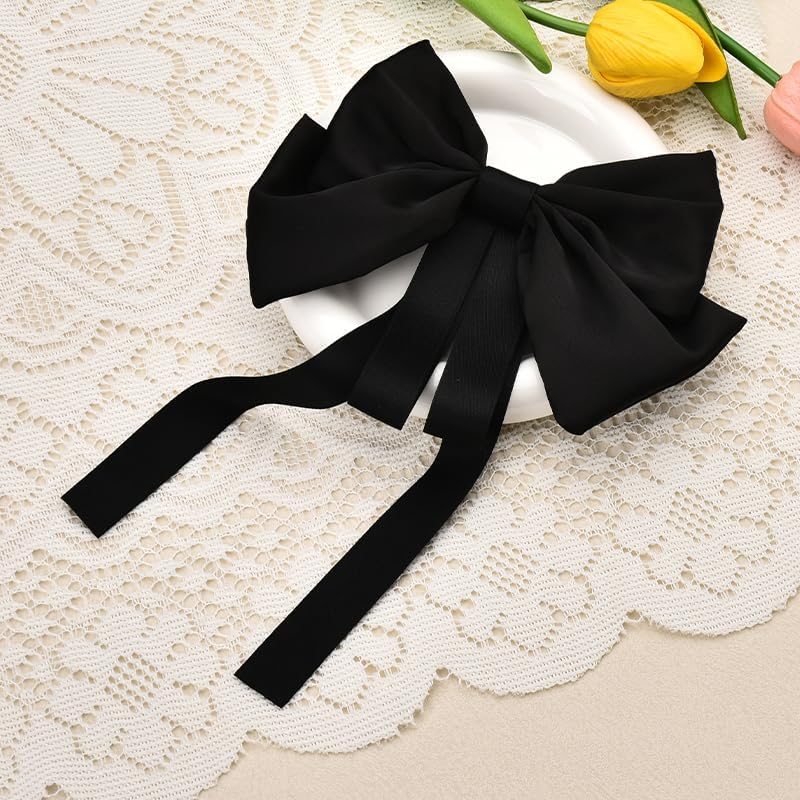 Big Black Hair Bow Clips for Women Girls Bow Knot Hair Clips Barrette for Girls Bowknot Hair Clip for Women Girls Bow Hair Decorations for Party Prom Canival image number 5