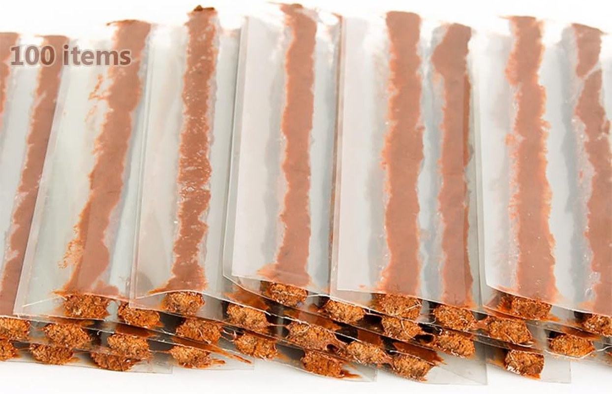 100PCS Tire Repair Strips, Vulcanized Rubber Tire Plugs, Instant Flat Fetus Fix Strips, High-Adhesion Vulcanized Rubber for All Vehicles image number 1