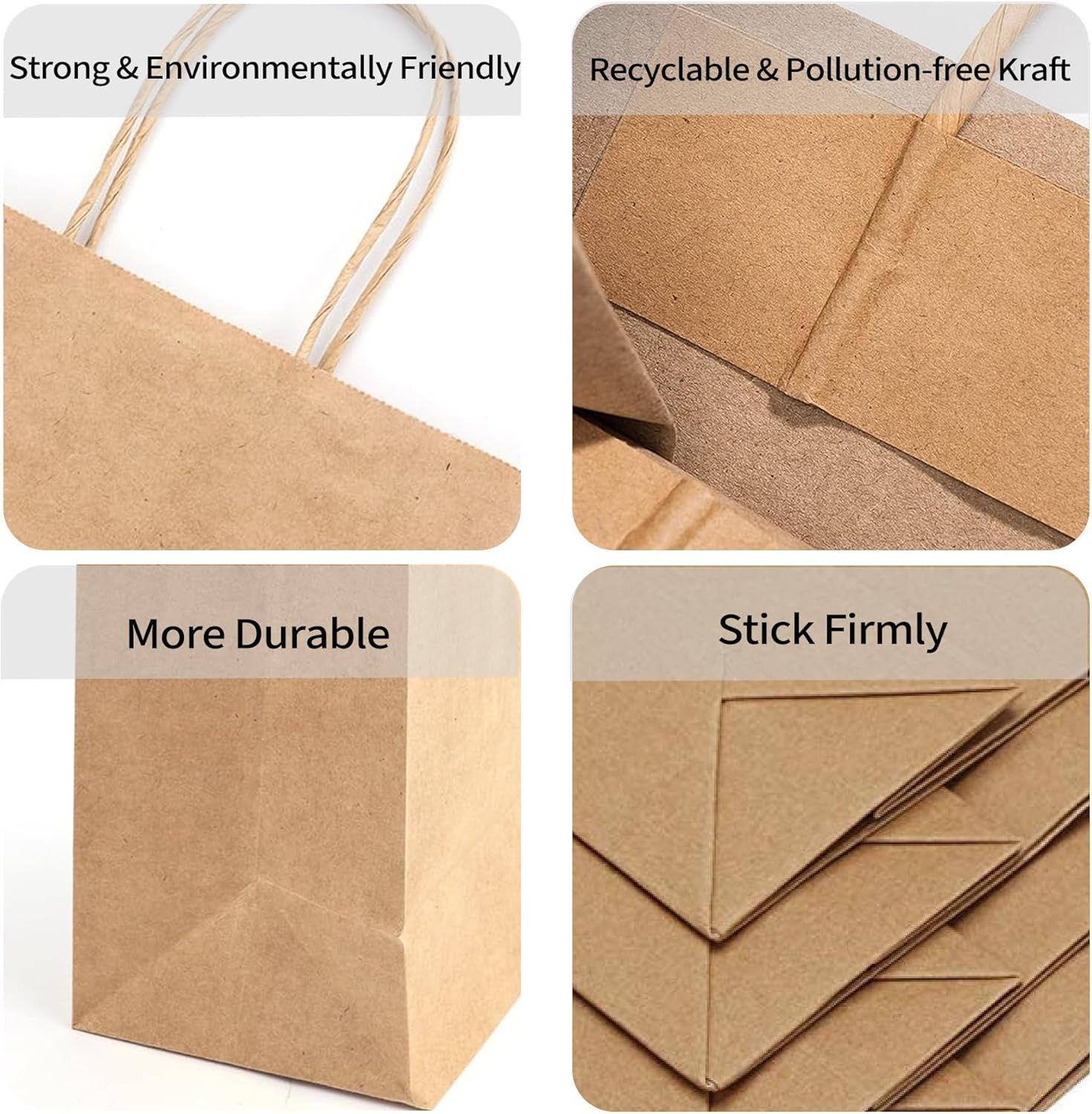 Ekvinor Kraft Paper Gift Bags with Handles - 21X11X27Cm 25Pcs Brown Shopping Bags for Parties, Favors, Businesses (Brown, 21X11X27Cm) image number 4