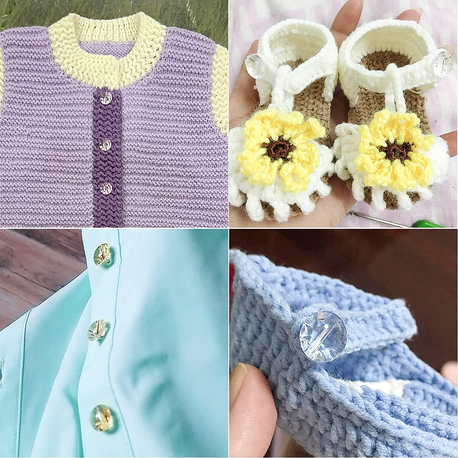 100Pcs Transparent Crystal Button for Children'S Candy Sweater, Shirt, Baby Cardigan, Coat - DIY 12Mm image number 1