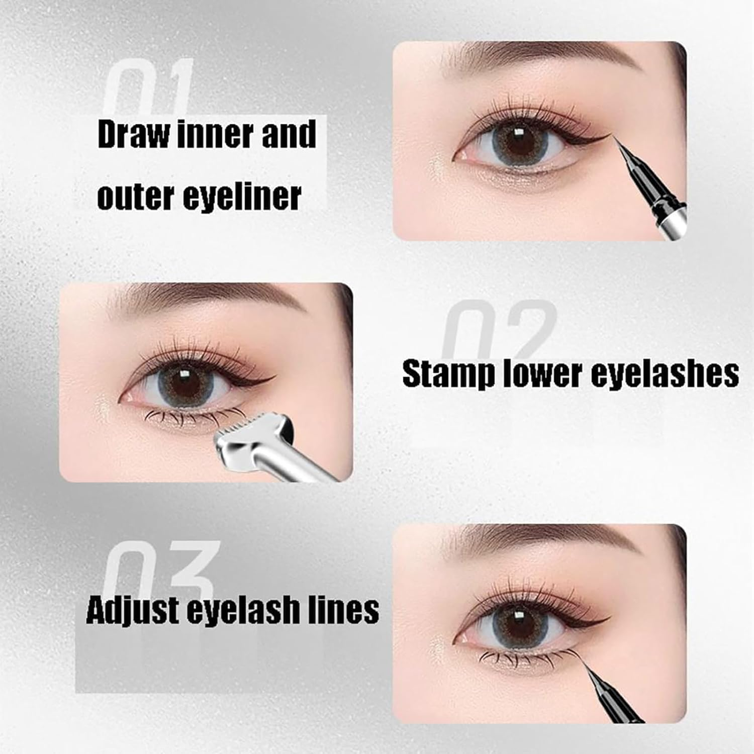 Bottom Eyelash Stamp, Bottom Eyelash Stamp Kit, Eyelash Stamper for Bottom Lashes, Lower Eyelash Waterproof Stamps, Lower Lash Stamp Kit, Lower Eyelash Stamp Waterproof (Black)