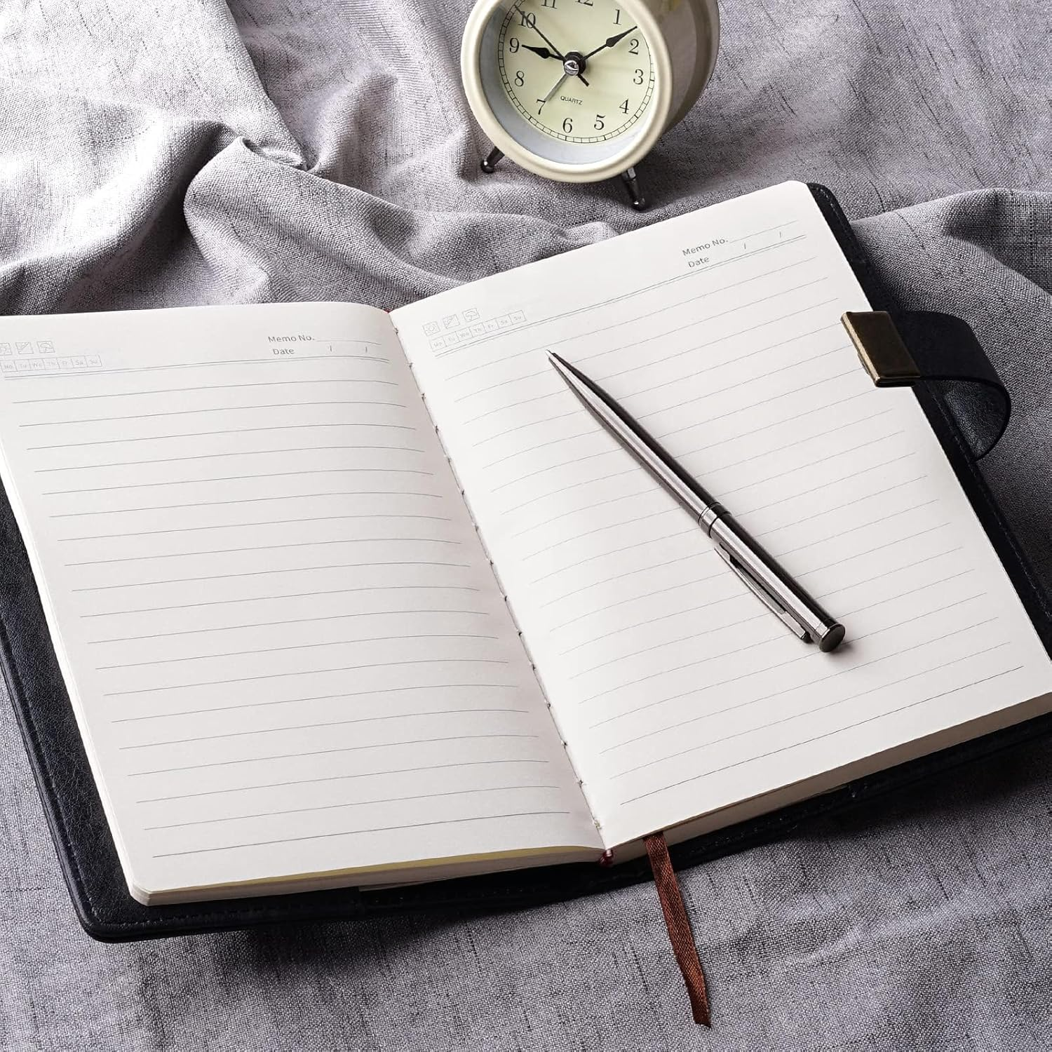 WEMATE Diary with Lock, A5 PU Leather Journal with Lock 240 Pages, Vintage Locks Journal Password Notebook with Pen, Locks Diary Planner Organizer for Men and Women, 8.6X5.8In Black image number 2