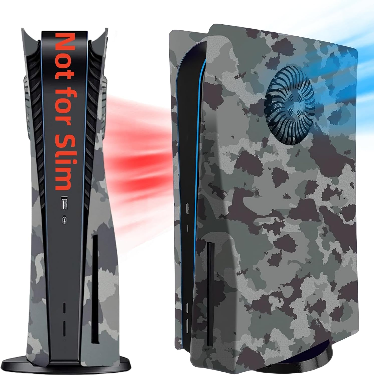 Cover Plates with Cooling Vent for PS5 Disc Edition Console, Accessories for Playstation 5 Face Plates Side Panels Shell Replacement Protective Faceplates (Black)