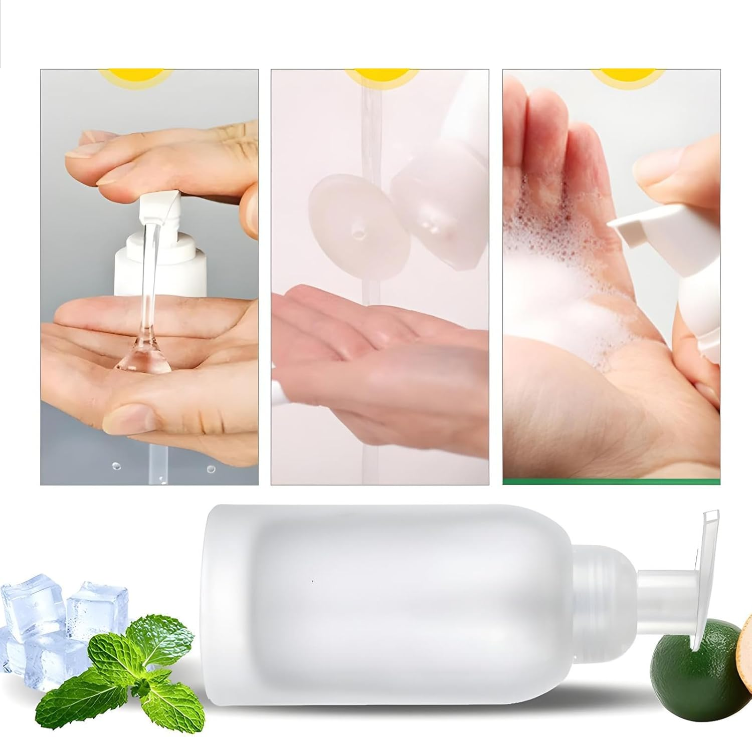 2 PCS Foam Dispenser Glass Soap Dispenser,Foaming Soap Dispenser 8.5 Oz Transparent Foam Pump Bottle for Bathroom and Kitchen, Refillable with Foam Soap Dispenser（250Ml） image number 1