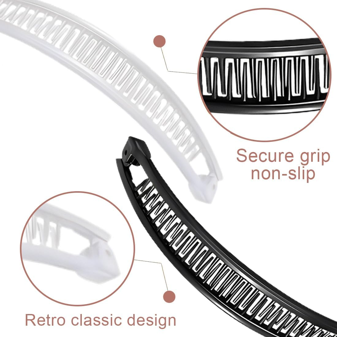 ZORVUJI Pack of 6 Banana Hair Clips, Vintage Hairpins, Banana Clamps, Fish Tail Hair Clips, Ponytail Banana Clip, Hair Accessory for Women and Girls