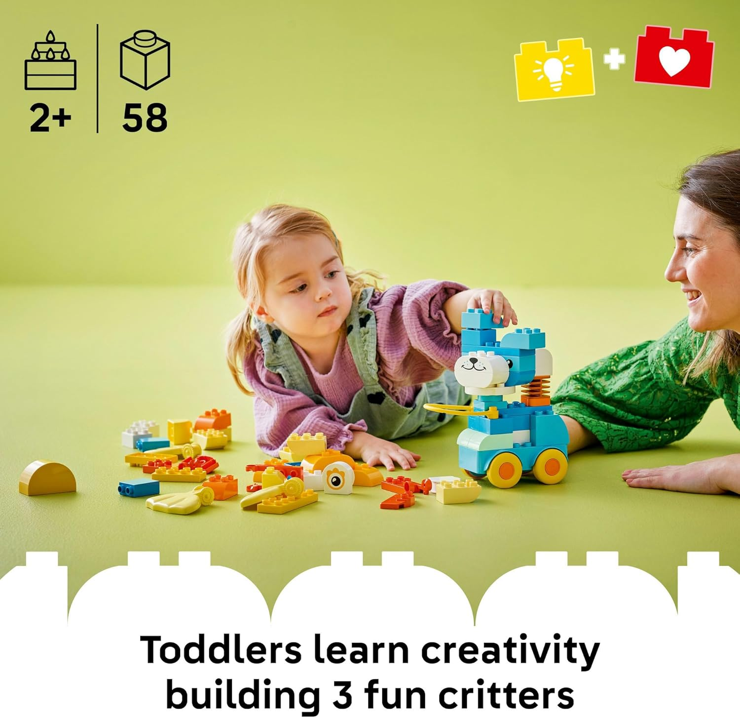 LEGO&reg; DUPLO&reg; Town 3In1 Animals on Wheels 10448 Building Toy Sparks Hours of Imaginative Play with 58 Bricks and Pieces to Make Creative Fish, Duck and Dog Figures for Preschool Kids Aged 2 and Up image number 3