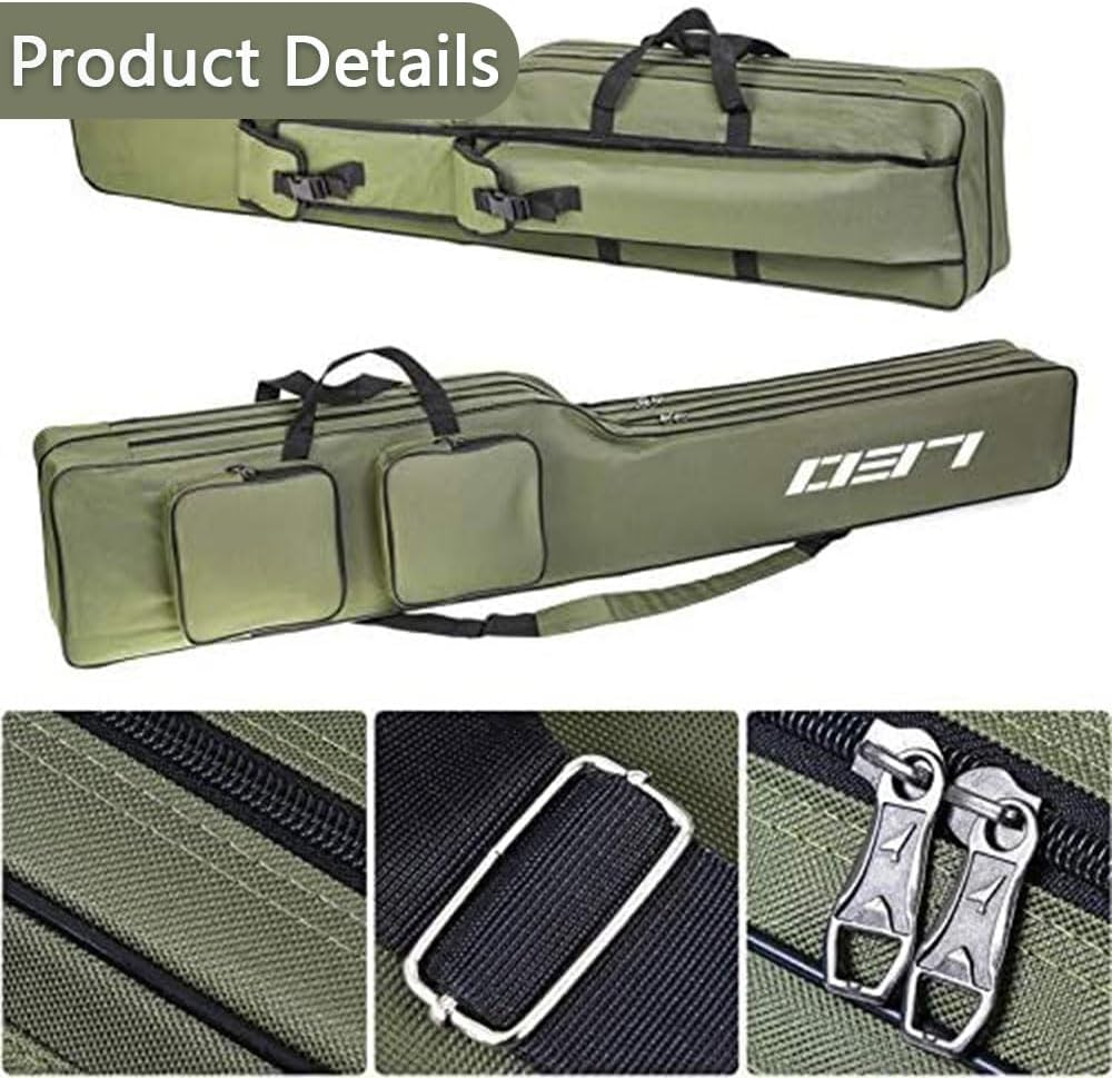 Fishing Rod Bag 130Cm &ndash; Large Capacity Folding Tackle Storage Bag, Waterproof Organizer Case, 2-Layer Portable Oxford Travel Carry Bag for Outdoor Fishing Gear, Gifts for Men image number 4