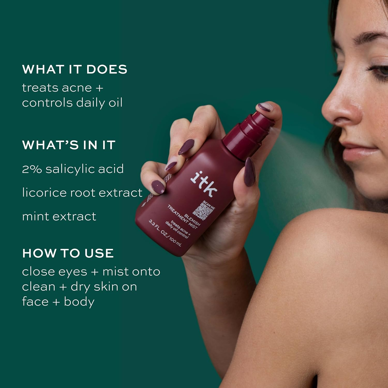 Blemish Treatment Mist by ITK for Unisex - 3.3 Oz Mist image number 6