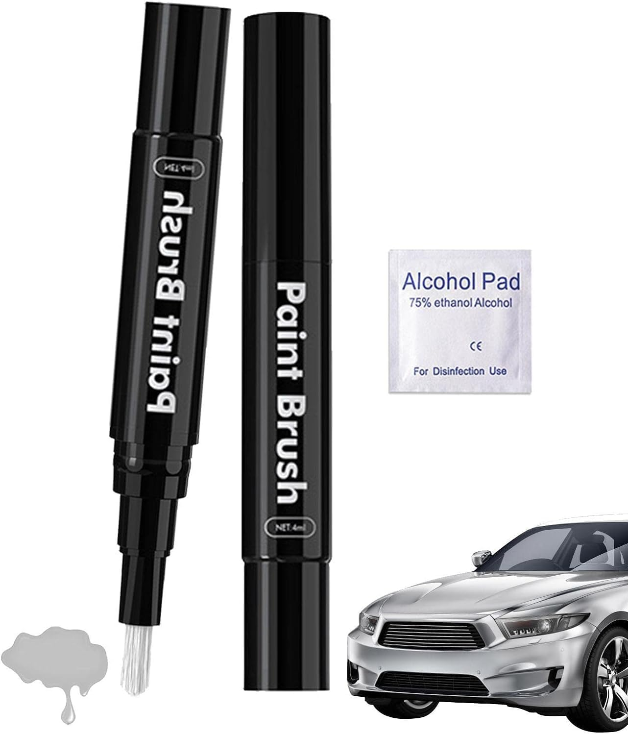 2PCS Car Touch up Pen Paint Scratch Repair with Polish Pen Wheel Fill Paint Pen Black/White/Multi-Color Optional for Various Cars Paint and Rim Repair image number 2