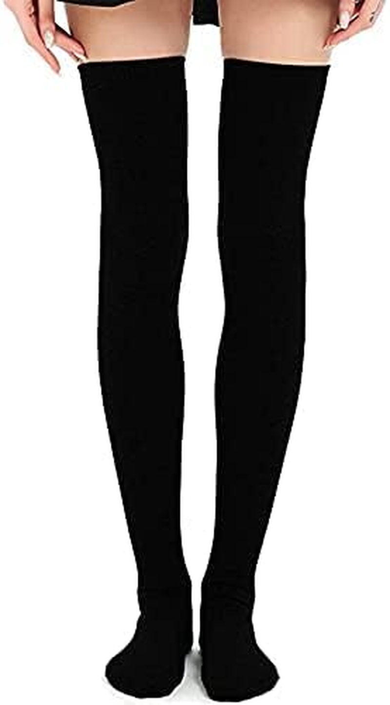Extra Long Cotton Stripe Thigh High Socks over the Knee High plus Size Stockings