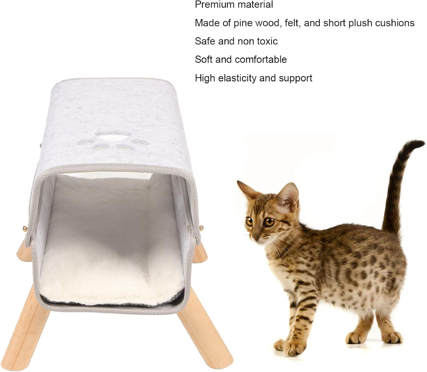 Cat Tunnel Bed, Pet Felt Tunnel Bed, Four Seasons Available Cat Nest, Detachable, Comfortable and Safe, for Small Pets Rabbits, Kittens, Puppy, 16.5X13.0X8.7In image number 6