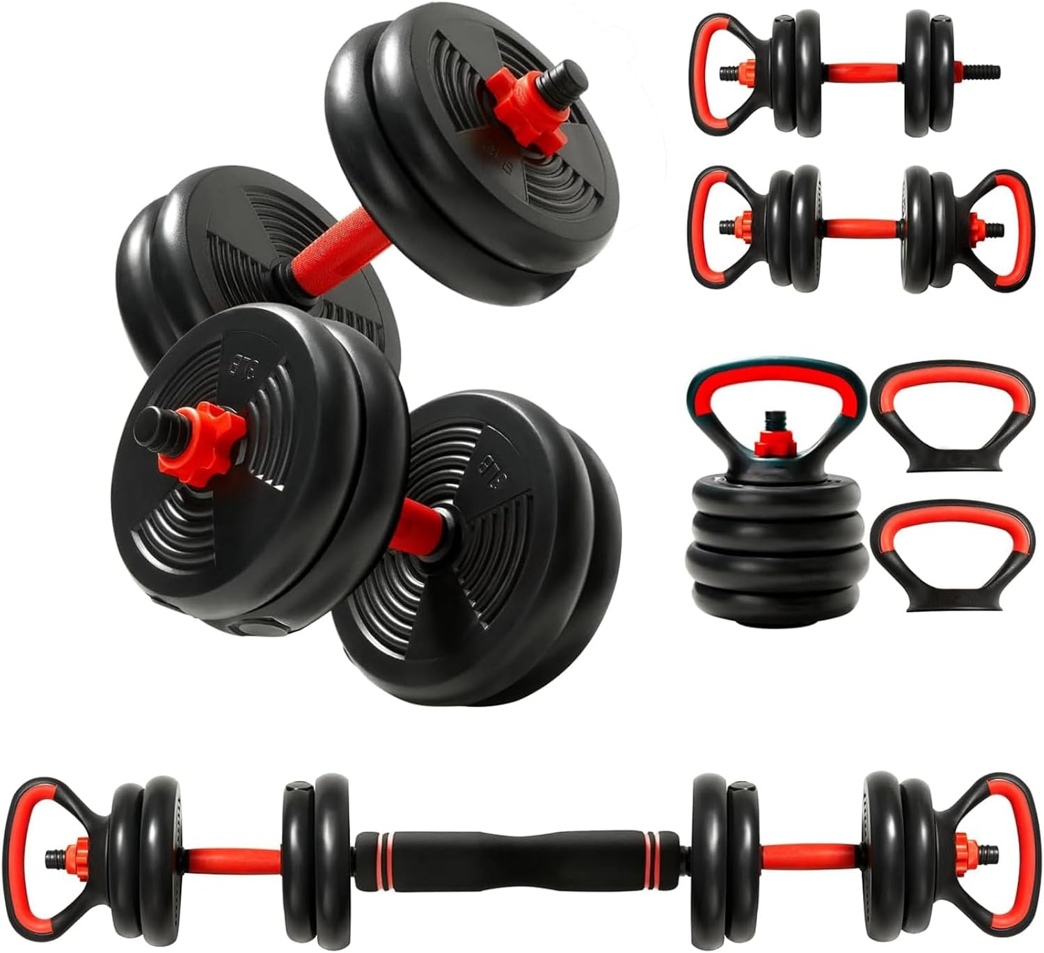 LI FITNESS 4-IN-1 10KG/15KG/20KG Weights Adjustable Dumbbells Set, Work as Dumbbell/Barbell/Kettlebell/Push up Stand, Home Gym Weights Strength Training image number 2