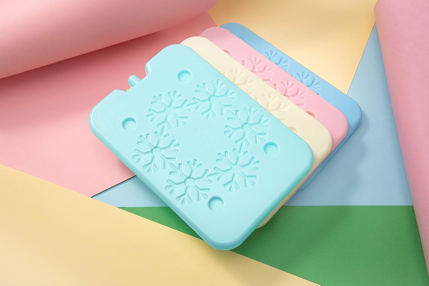 Blue ELE Macaron-Colored Ice Pack for Lunch Box and Cooler, BPA Free, Reusable and Long Lasting, Slim and Lightweight Design for Kids, Set of 4, Fun & Colorful, BE01 Macaron-Colored - Fun  Colorful image number 2