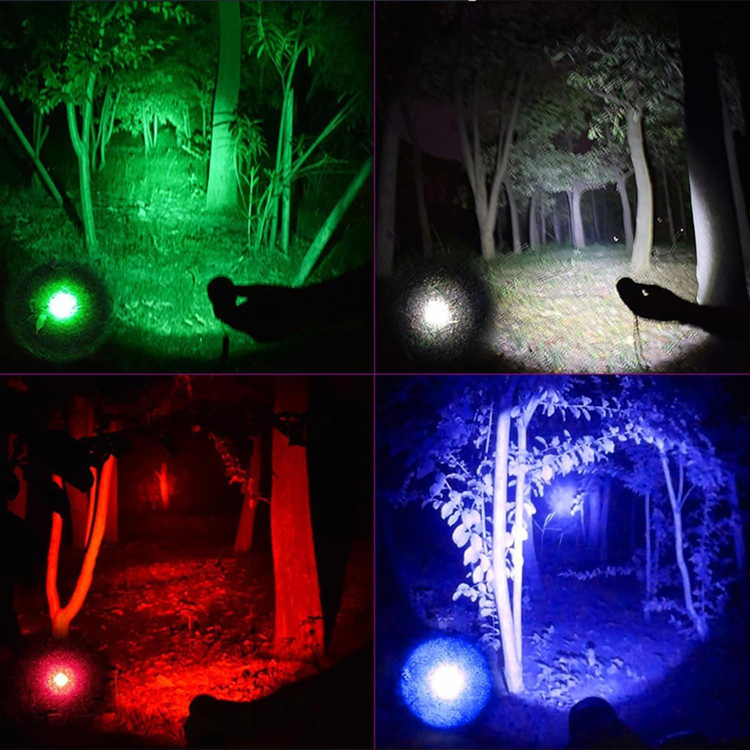 HYVCZP 5 Pack Red Flashlight Rechargeable, Green Light Flashlight, Blue Light Flashlight，Long Range Powerful, 4 in 1 Multi-Color, White, Red, Blue and Green Lights, 4 Color Modes for Camping,Outdoor image number 5
