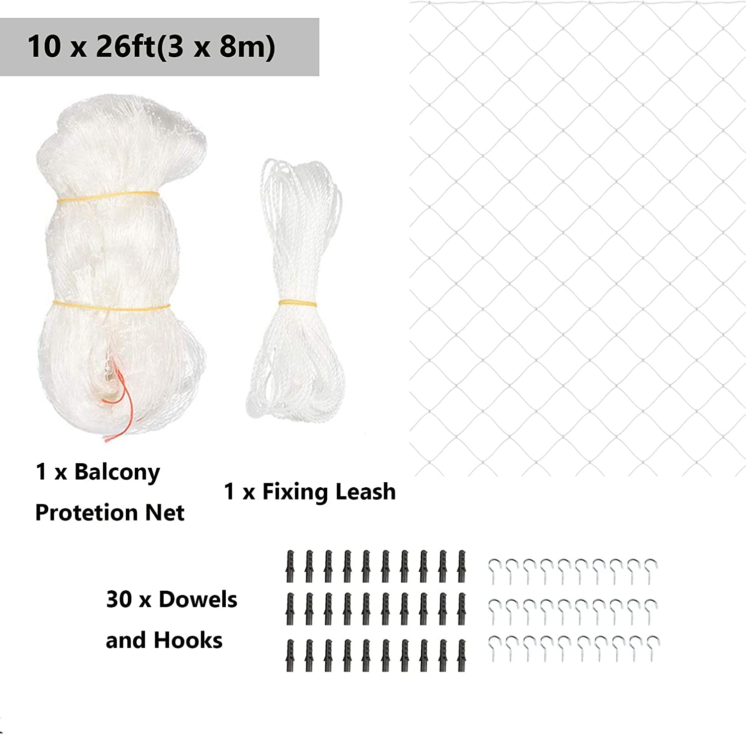 Cat Netting for Balcony, Cat Netting Anti-Fall Mesh Fence, anti Bird Netting for Garden/Balcony, Transparent Nylon Pet Mesh Fence for Dogs & Cat, Pet Safety Net for Balcony/Stairs/Window image number 1