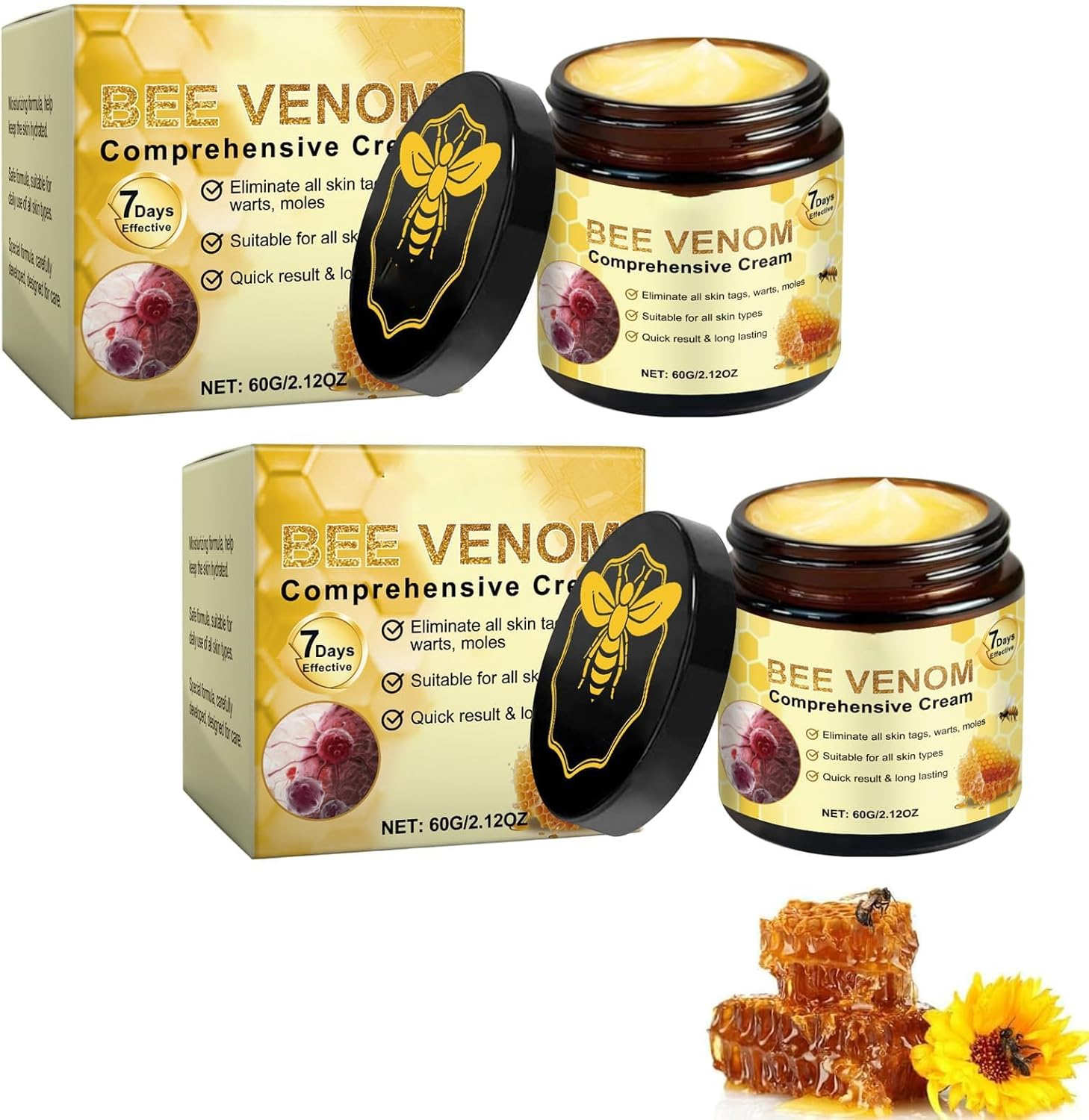2PC Bee Venom Cream, 2025 New Bee Venom Cream for All Skin Types，Visibly Reduces Skin Blemishes and Smoothes Skin image number 1