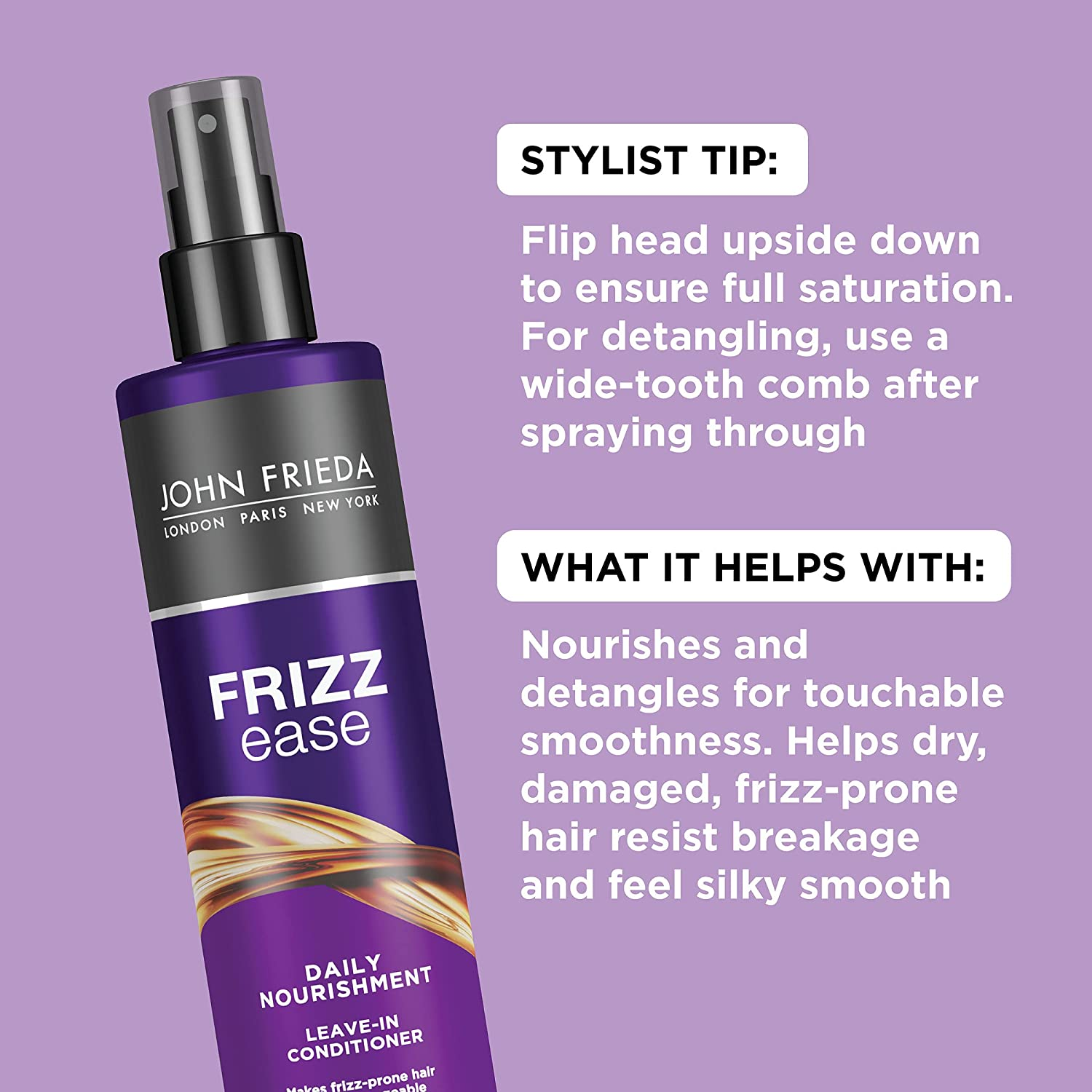 John Frieda Frizz Ease Daily Nourishment Conditioner for Frizz-Prone Hair with Vitamin A, C, and E, Black/Anthracite/Orange, 236 Ml (Pack of 1) image number 6