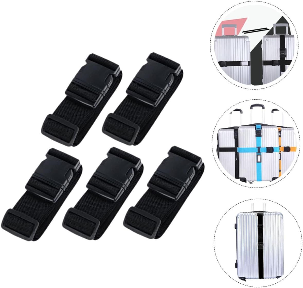LRXIYODE Luggage Straps Adjustable Travel Luggage Straps with Buckle for Secure Suitcase Packing 5Pcs image number 3