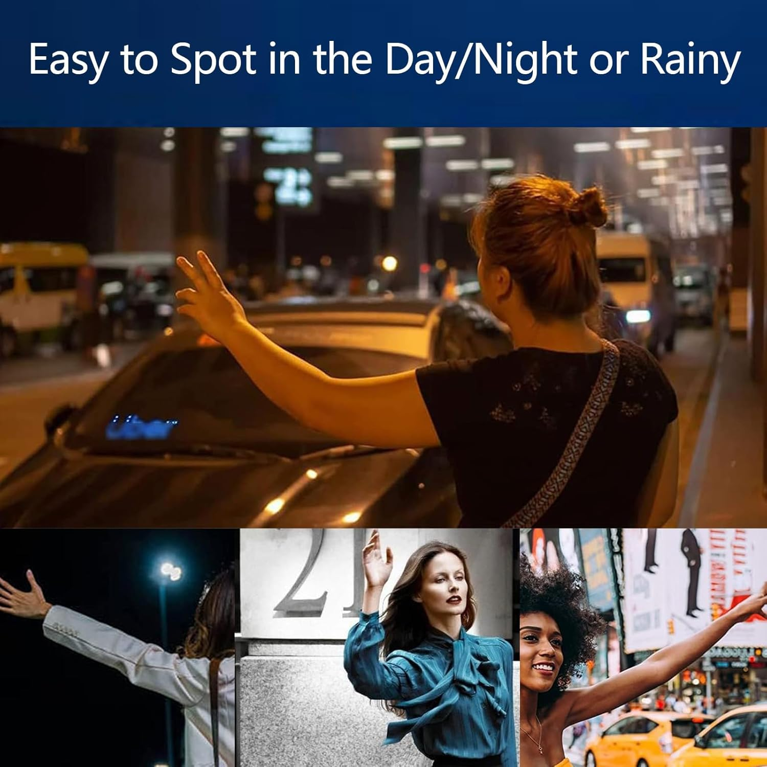 Led Light Signs,Taxi Light for Car with USB Plug,Glow LED Sign Decal Stickers,Bumper Sticker Vibrant LED Car Glow,Taxi LED Light Logo for Car Windshield with Suction Cups (Blue image number 3