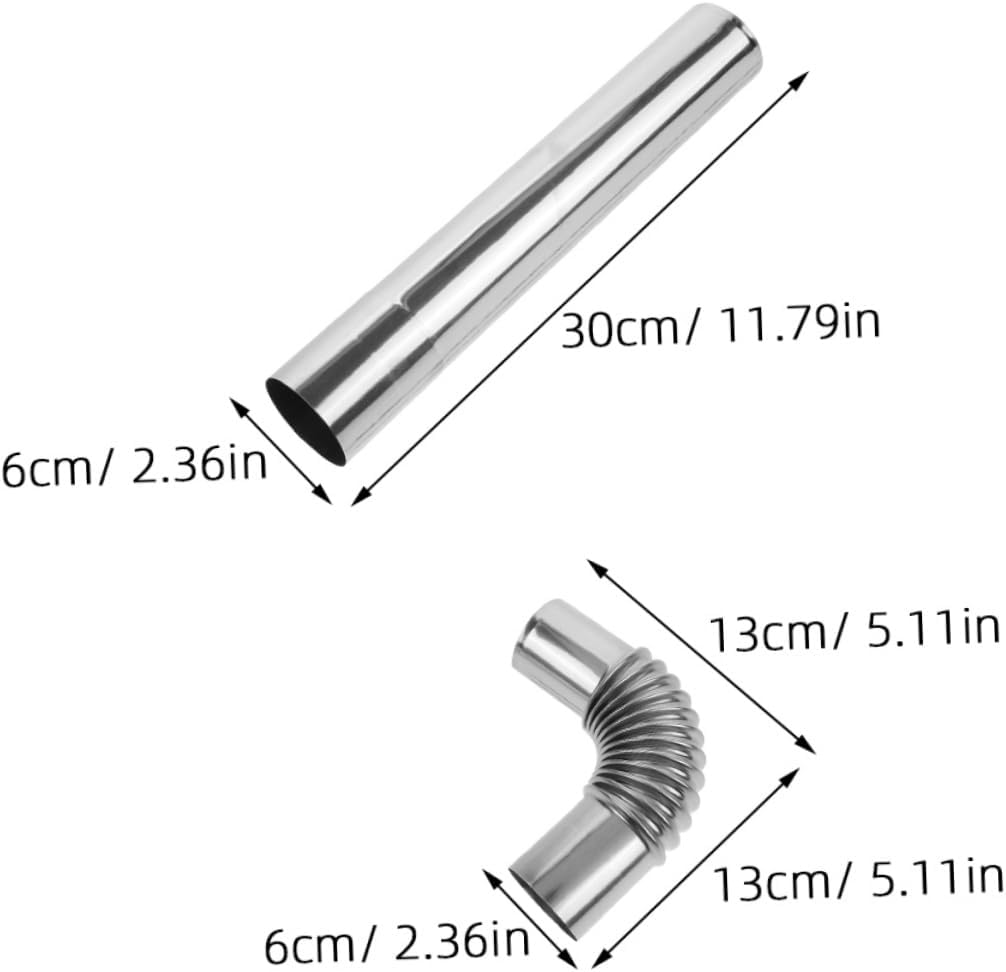 NOLITOY 1 Set Stainless Steel Exhaust Pipe Stainless Steel Tent Chimney Pipe Chimney Stove Pipe Hot Tent Stove Pipe Small Chimney Pipe Chimney Flue Chimney Tube Silver image number 5